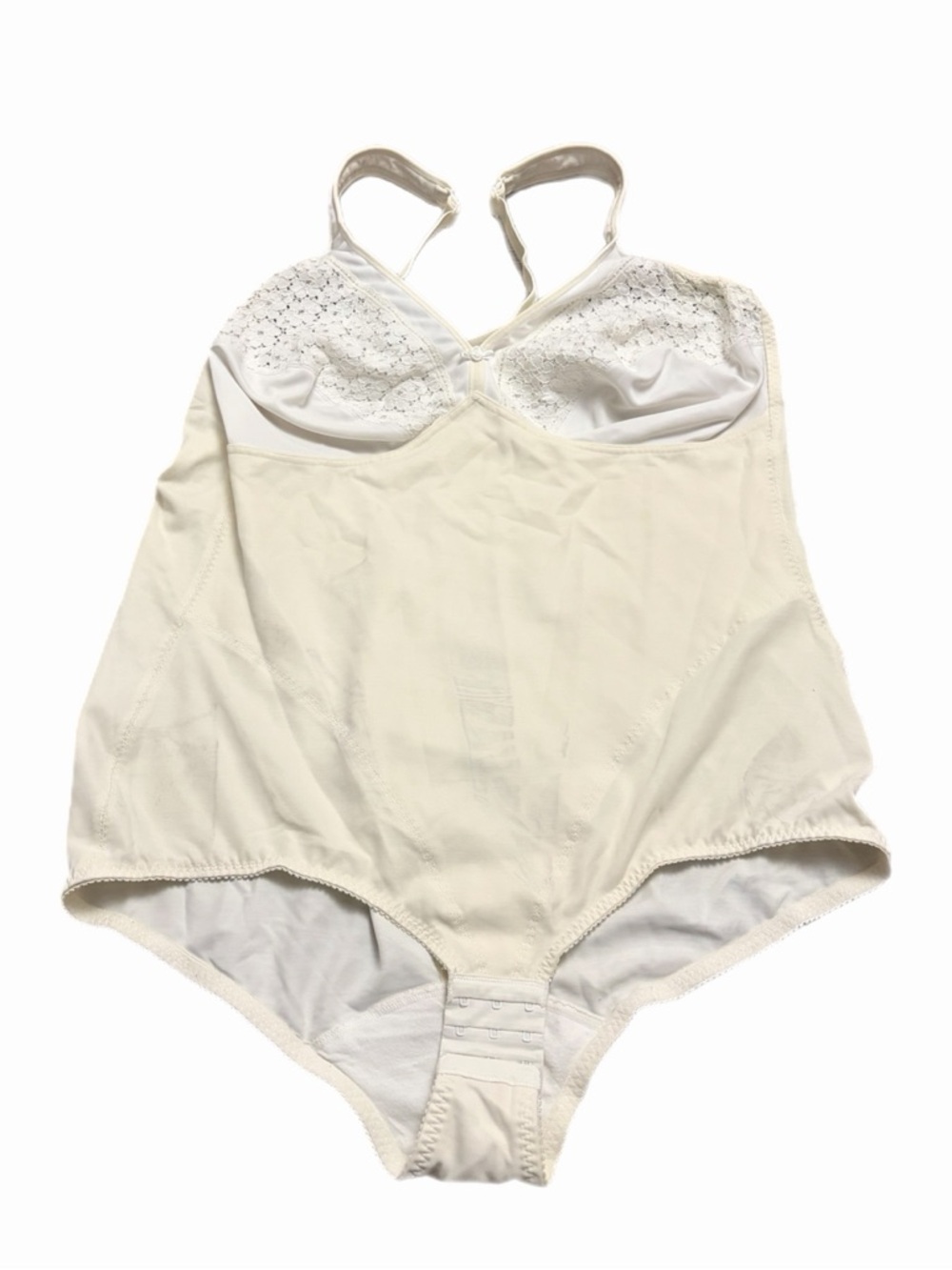 60s European Vintage Shapewear Pin-Up Bodysuit (Ivory) Size XL/1X